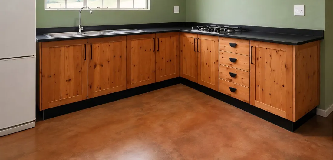 L-shaped pine kitchen